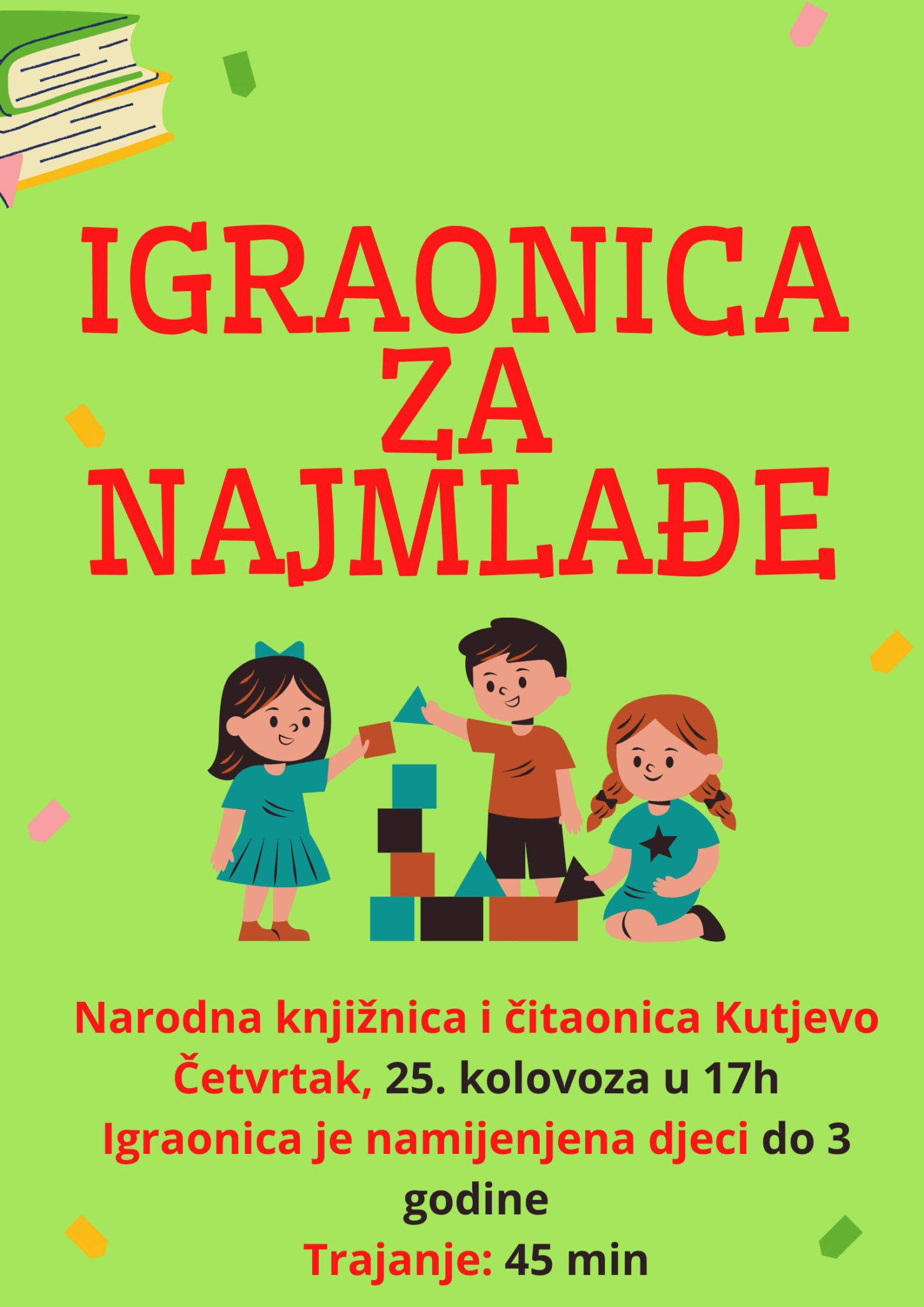 Igraonica Za Najmla E U Narodnoj Knji Nici I Itaonici Kutjevo